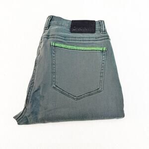 DKNY Green Denim Jeans Contrast Stitching Skinny High Rise Size 28